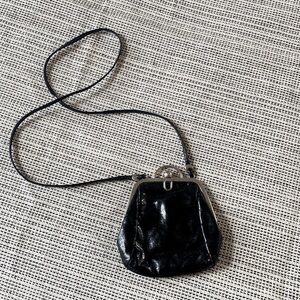 Small black crossbody hand bag vintage Italy shoulder evening